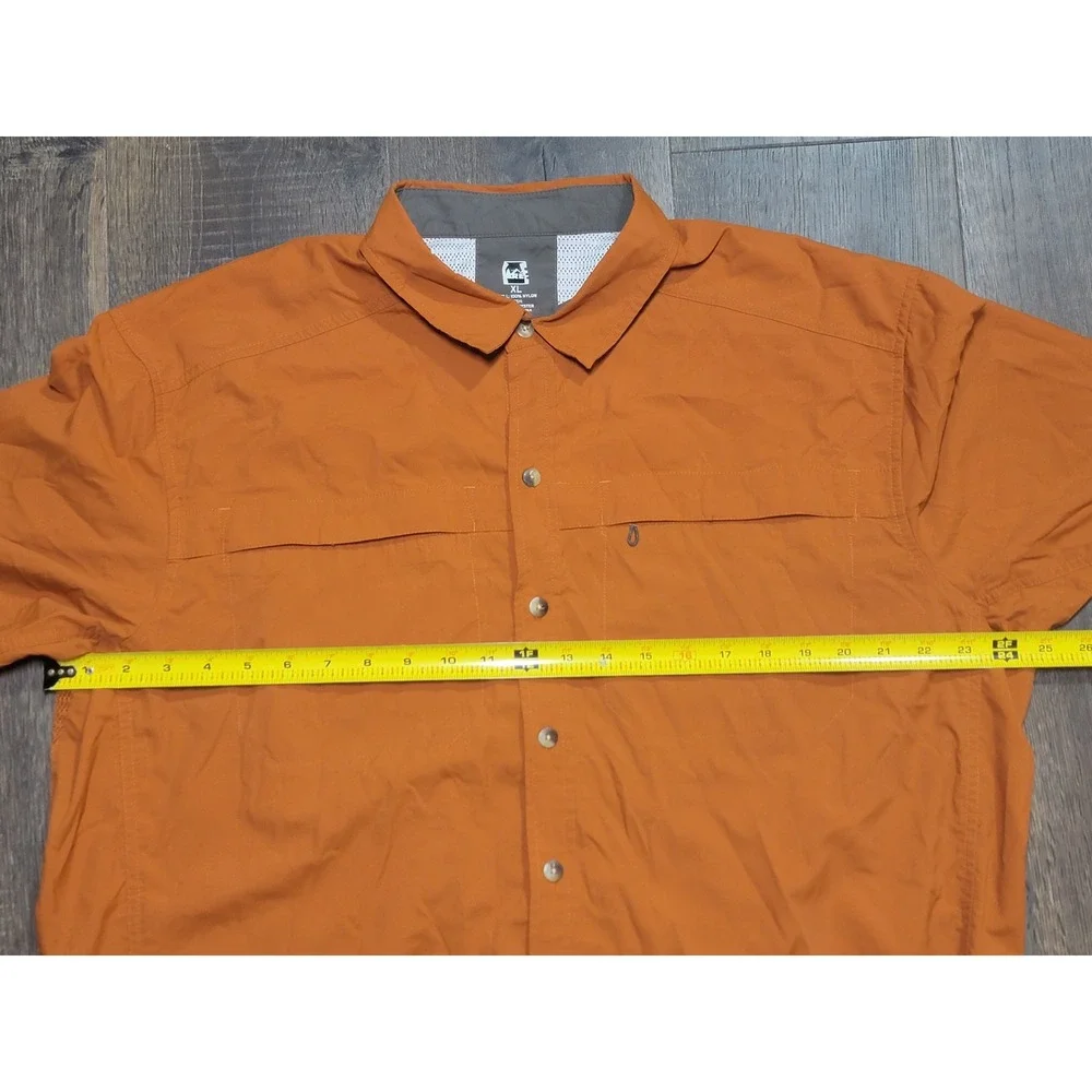 REI Co-op Sahara Short Sleeve Button‎ Down Shirt XL Hiking Travel Orange